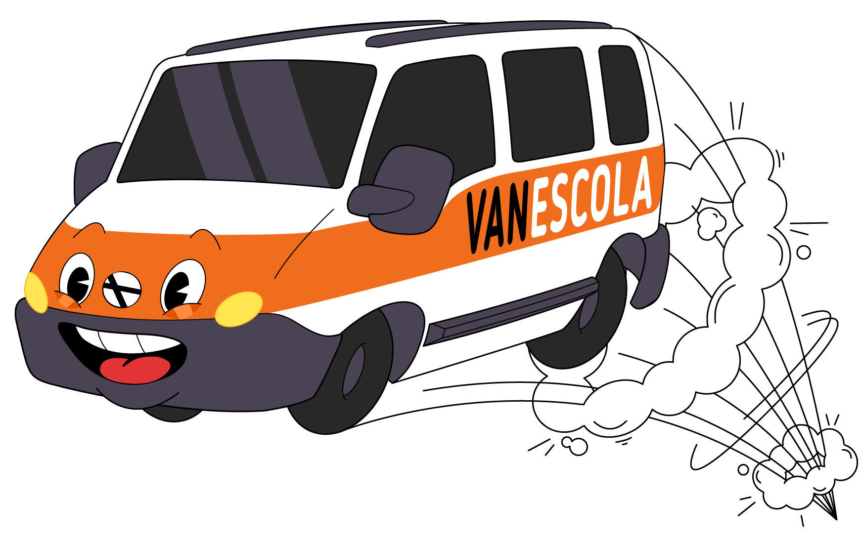 Ilustração de uma van em movimento